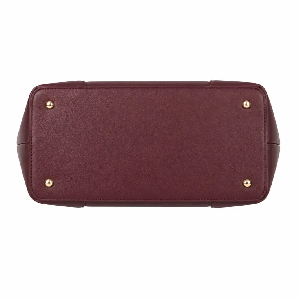 bagvo womens burgundy leather tote handbag with double handles3