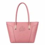 Bagvo Women’s Pink Leather Tote Handbag with Double Handles